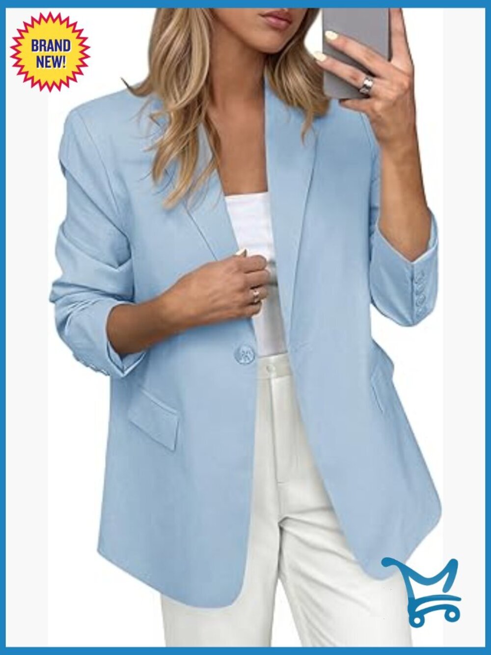 Women's Open Front Blazer Long Sleeve Business Casual Suit Jacket
